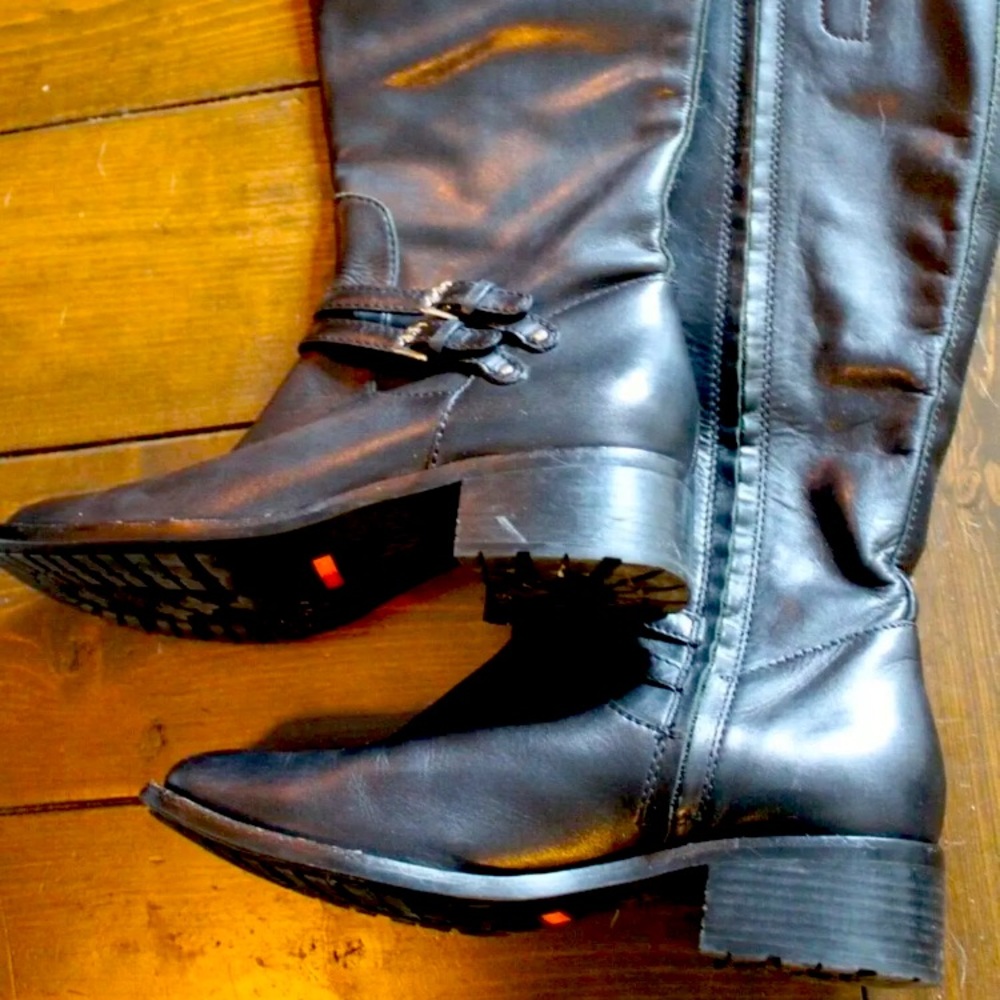 Cole Haan Nike Air Buckle Black Riding Boots Size 8.5.